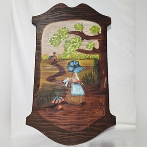 Vintage Holly Hobbie Painted Rustic Cottagecore Wall Decor